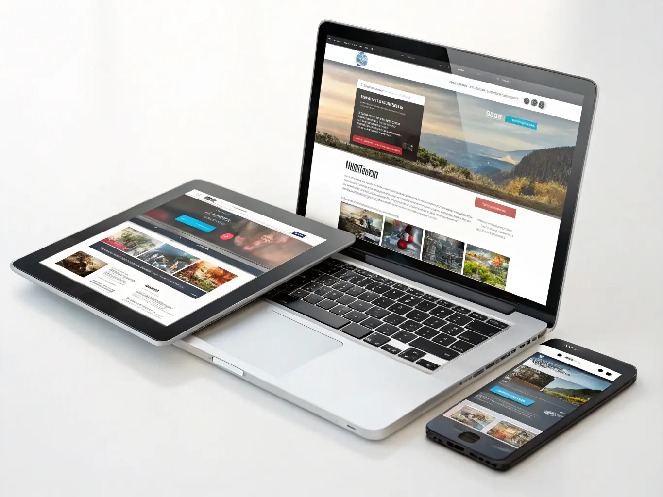 A visually appealing image of a modern, high-converting website design, showcasing a clean layout, clear call-to-actions, and responsive design across different devices. The website should represent a typical client of Seshank CH.