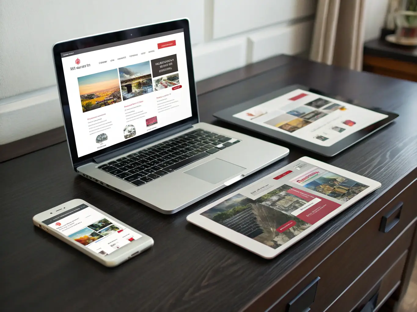 A clean, modern website design showcasing a responsive layout on various devices, emphasizing user-friendliness and visual appeal.