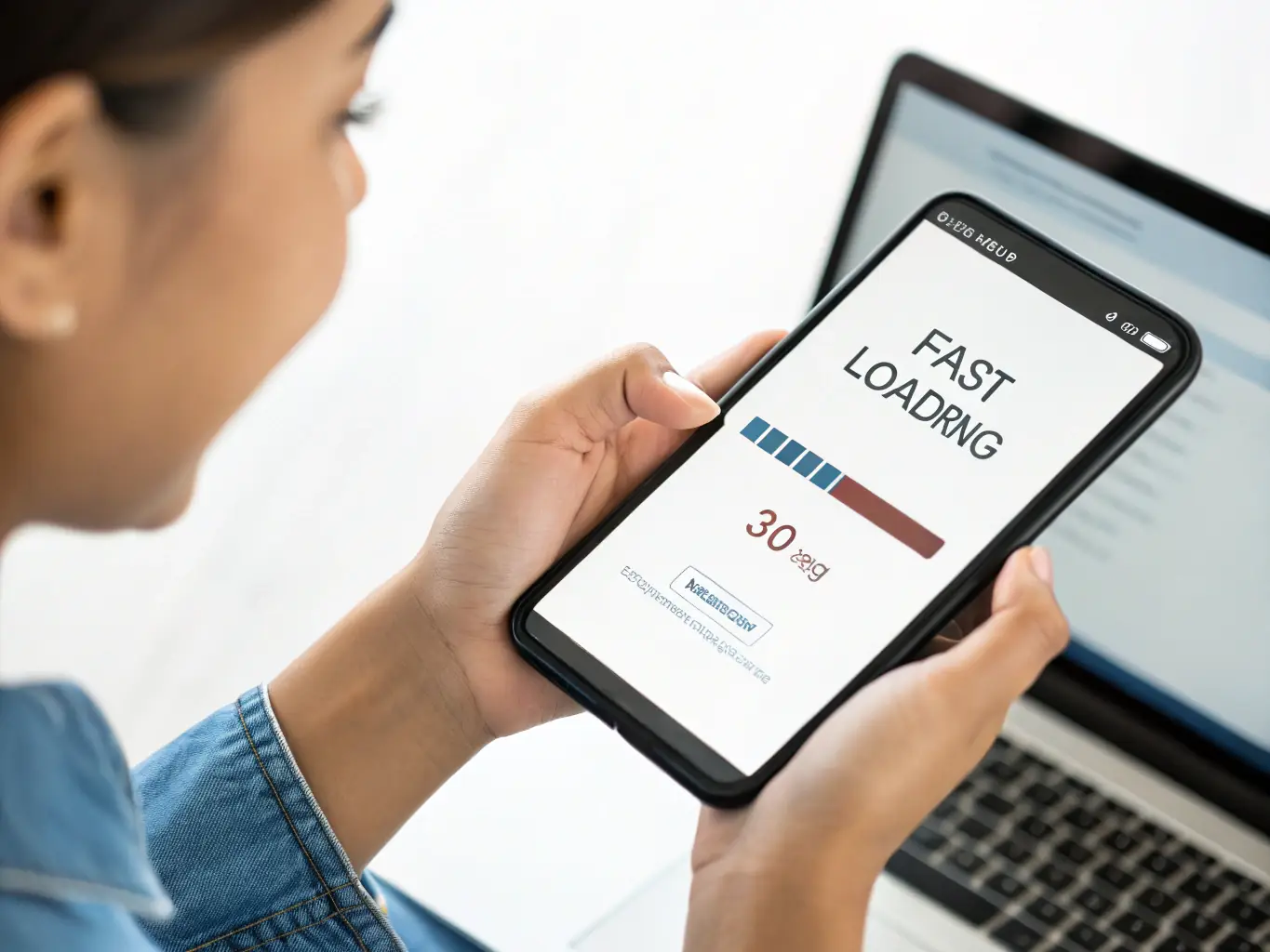 A website loading quickly on a mobile device, highlighting the importance of speed optimization for user engagement and SEO.