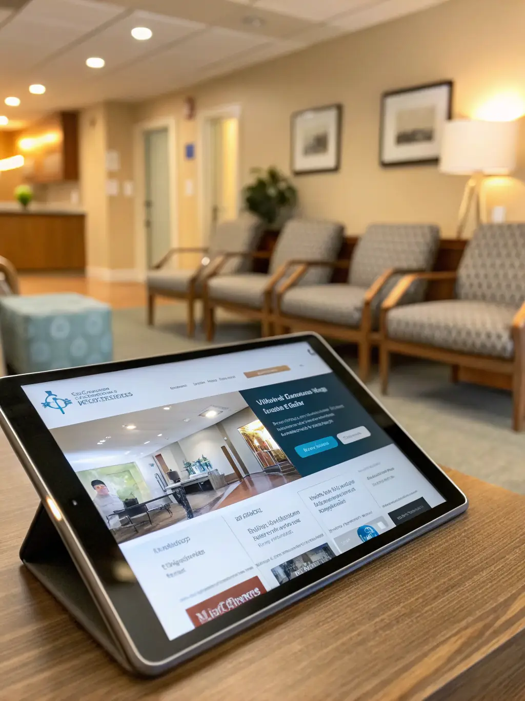 A sleek, modern healthcare website on a desktop screen, highlighting fast load times and mobile responsiveness, showcasing Seshank AI Labs' web design service.